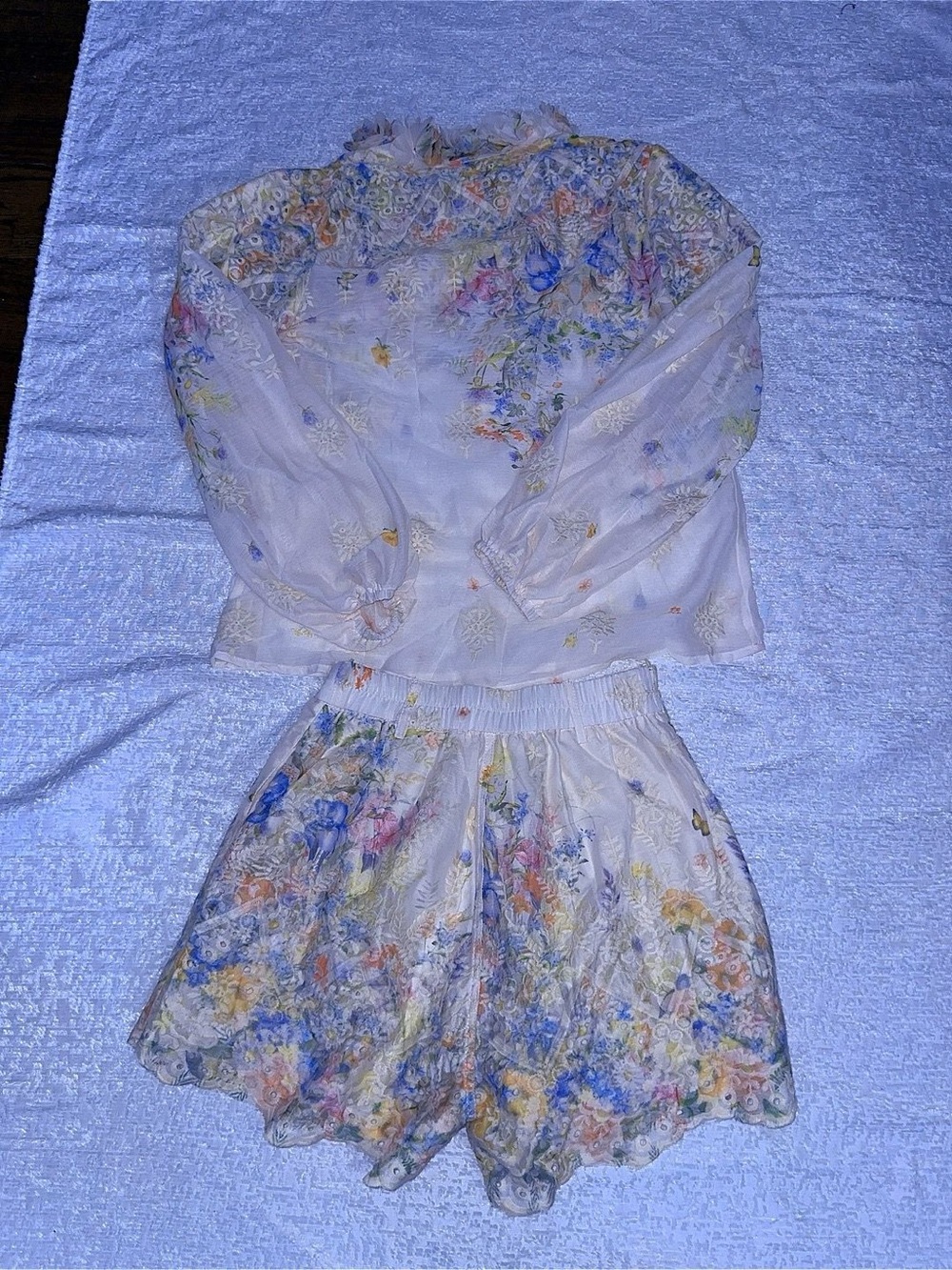 Sheer Floral Two-Piece Set in Soft Pastels